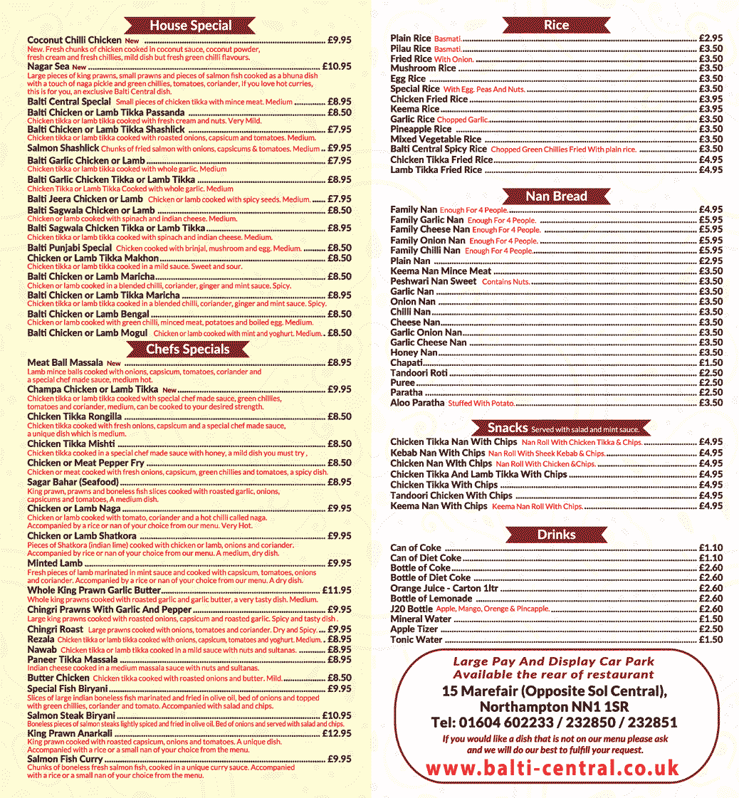 Balti Central take-away menu-page 3